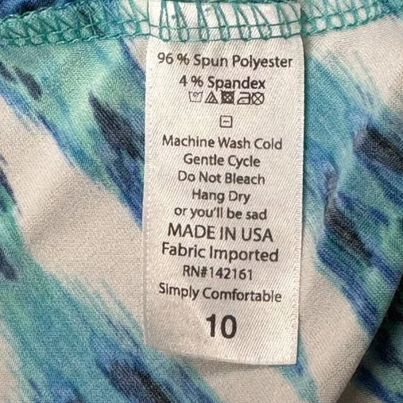 LuLaRoe A-Line Skirt Size 10 Multicolor Blue Geometric Pull On Knee Length Midi - Picture 11 of 12